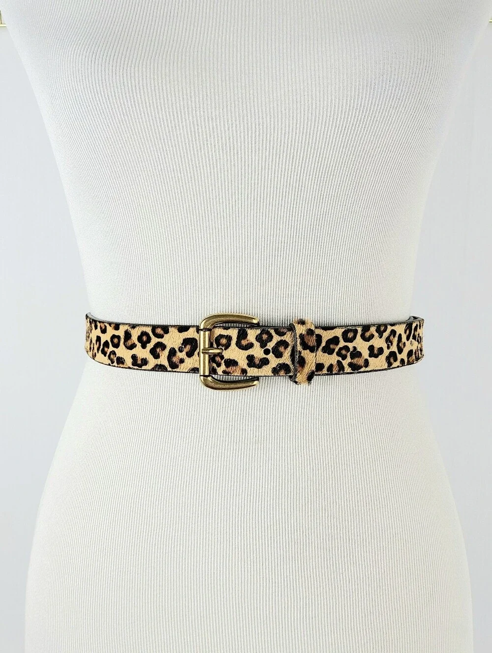 J. Crew Leopard Print Calf Hair Made In USA Italian Leather Belt - Picture 3 of 11